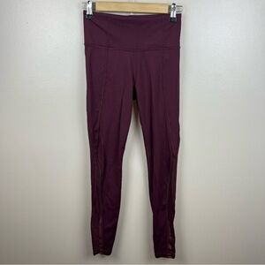 Athleta Lightning Stash Pocket Tight Leggings Size XS Burgundy Athletic Workout